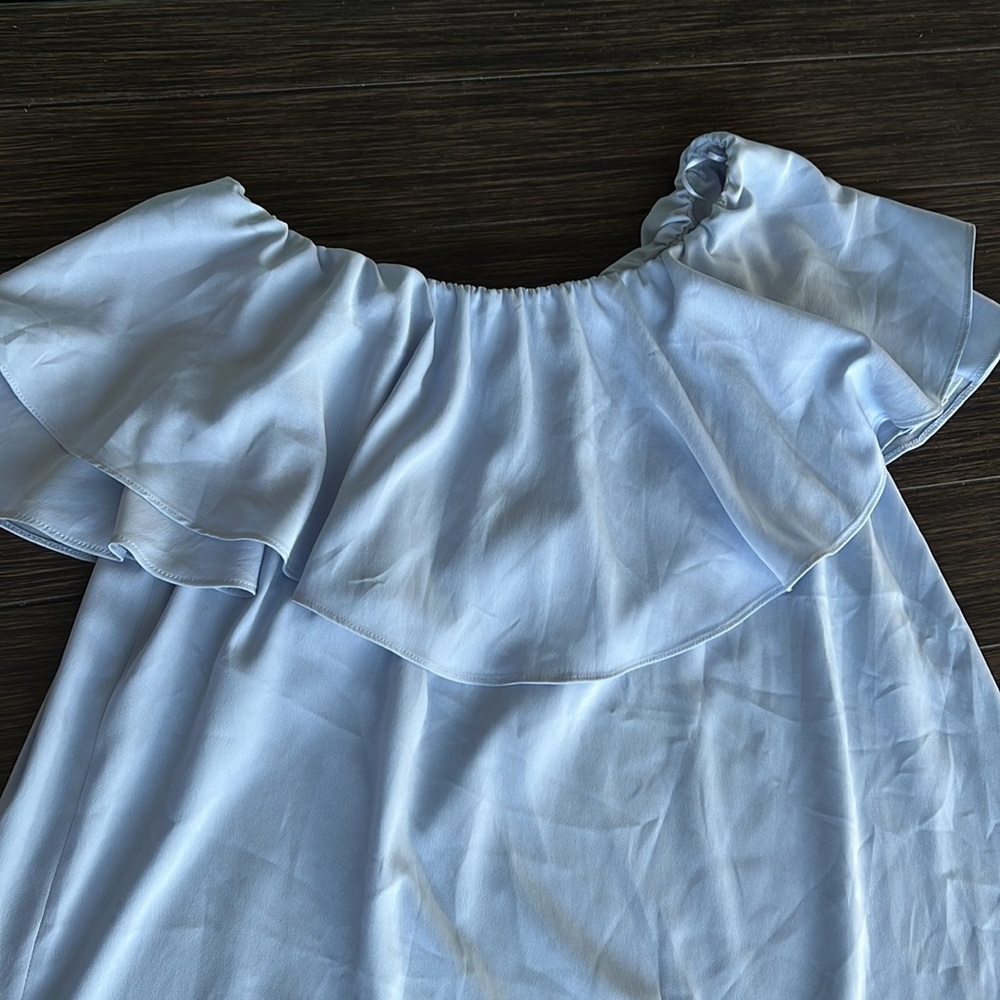 Topshop Pale Blue Ruffled Blouse - Picture 2 of 3